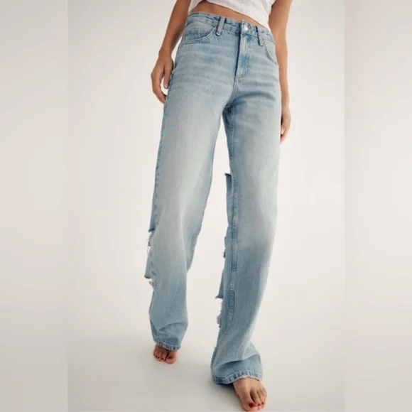 Zara NWT Y2K Back Ripped TRF Grunge Relaxed-Cut Boyfriend Mid-Rise Jeans Size 10 - Picture 3 of 14